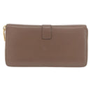 SAINT LAURENT Long Wallet Leather Brown Gold Auth bs35724-2