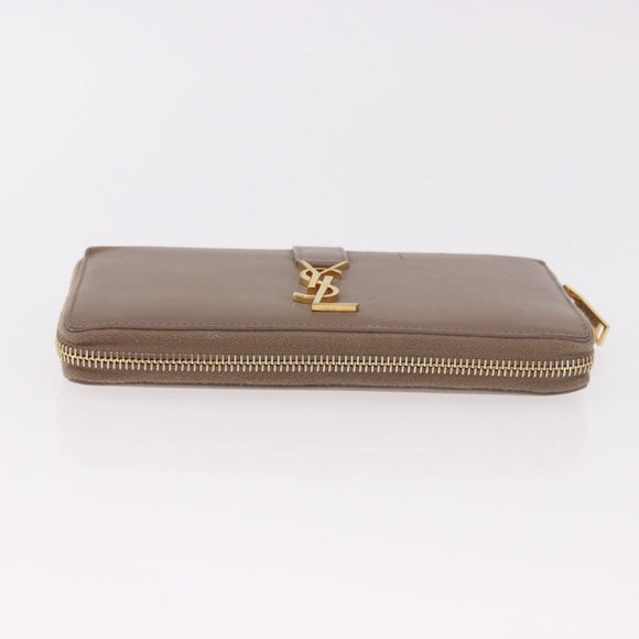 SAINT LAURENT Long Wallet Leather Brown Gold Auth bs35724