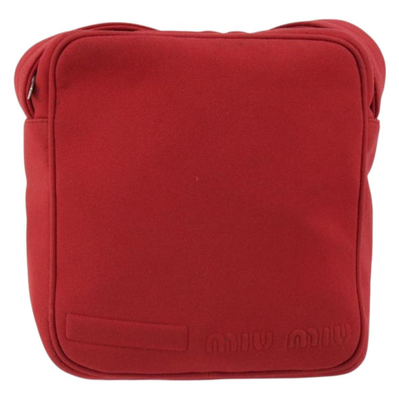 Miu Miu Shoulder Bag Canvas Red Auth bs35735