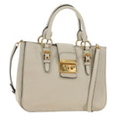 Miu Miu Hand Bag Leather 2way Beige Gold Auth bs35737V-1
