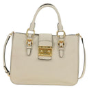 Miu Miu Hand Bag Leather 2way Beige Gold Auth bs35737V-13
