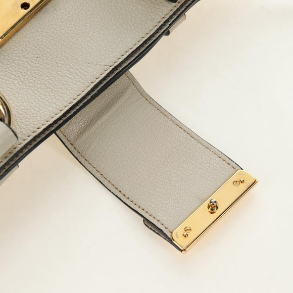Miu Miu Hand Bag Leather 2way Beige Gold Auth bs35737V
