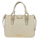 Miu Miu Hand Bag Leather 2way Beige Gold Auth bs35737V-3