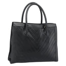 CHANEL Hand Bag Lamb Skin Black Gold CC Auth bs35740-1