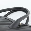 CHANEL Hand Bag Lamb Skin Black Gold CC Auth bs35740-10