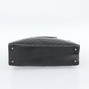 CHANEL Hand Bag Lamb Skin Black Gold CC Auth bs35740-11