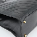 CHANEL Hand Bag Lamb Skin Black Gold CC Auth bs35740-13