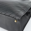 CHANEL Hand Bag Lamb Skin Black Gold CC Auth bs35740-14