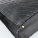 CHANEL Hand Bag Lamb Skin Black Gold CC Auth bs35740-15