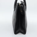 CHANEL Hand Bag Lamb Skin Black Gold CC Auth bs35740-5