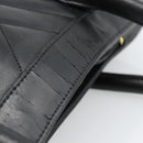 CHANEL Hand Bag Lamb Skin Black Gold CC Auth bs35740-7