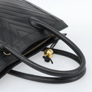 CHANEL Hand Bag Lamb Skin Black Gold CC Auth bs35740-8