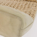 CHANEL Triple Coco Chain Tote Bag Raffia Beige Gold CC Auth bs35742A-14