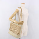 CHANEL Triple Coco Chain Tote Bag Raffia Beige Gold CC Auth bs35742A-20