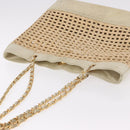 CHANEL Triple Coco Chain Tote Bag Raffia Beige Gold CC Auth bs35742A-6
