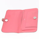 HERMES Dogon GM Long Wallet Leather Pink Silver Auth bs35743-9