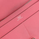 HERMES Dogon GM Long Wallet Leather Pink Silver Auth bs35743-17