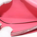HERMES Dogon GM Long Wallet Leather Pink Silver Auth bs35743-18