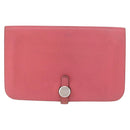 HERMES Dogon GM Long Wallet Leather Pink Silver Auth bs35743-13