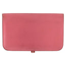 HERMES Dogon GM Long Wallet Leather Pink Silver Auth bs35743-2
