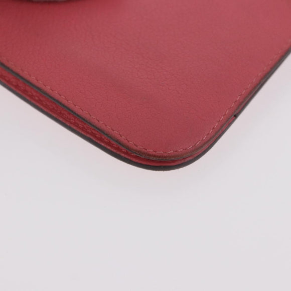 HERMES Dogon GM Long Wallet Leather Pink Silver Auth bs35743