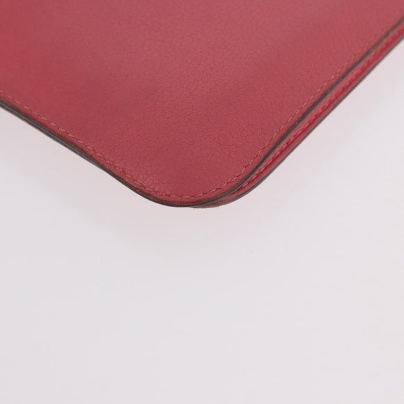 HERMES Dogon GM Long Wallet Leather Pink Silver Auth bs35743