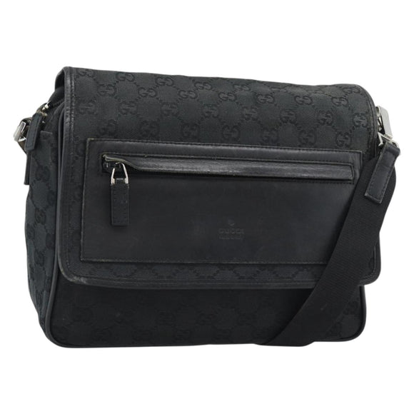 GUCCI GG Canvas Shoulder Bag Black 28562 Auth bs35748