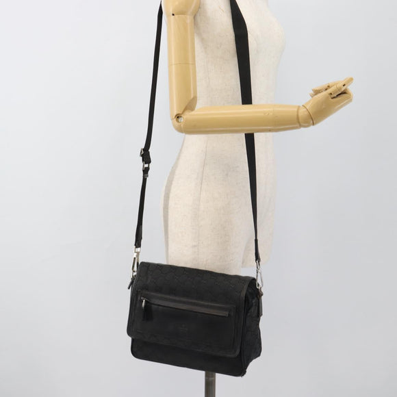 GUCCI GG Canvas Shoulder Bag Black 28562 Auth bs35748