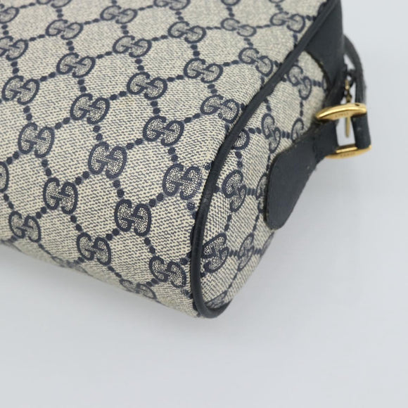 GUCCI GG Supreme Shoulder Bag PVC Navy Gold Auth bs35749