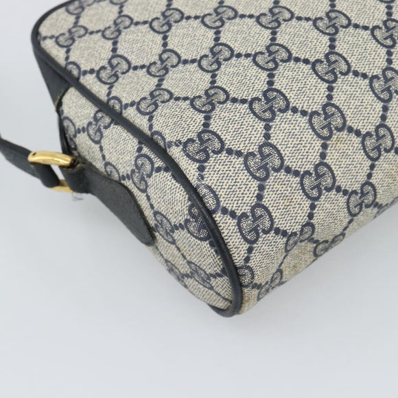 GUCCI GG Supreme Shoulder Bag PVC Navy Gold Auth bs35749