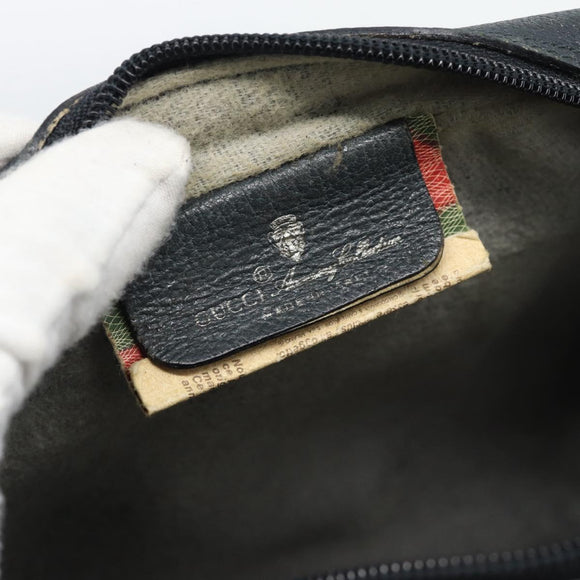 GUCCI GG Supreme Shoulder Bag PVC Navy Gold Auth bs35749