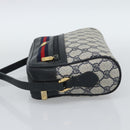 GUCCI GG Supreme Shoulder Bag PVC Navy Gold Auth bs35749-4