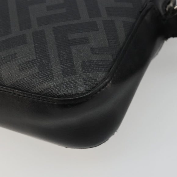 FENDI Zucca Shoulder Bag PVC Leather Black Silver 7M0286 Auth bs35750