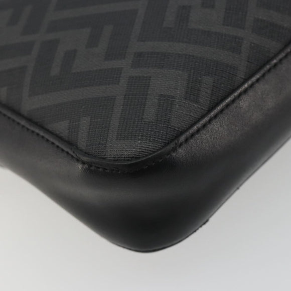 FENDI Zucca Shoulder Bag PVC Leather Black Silver 7M0286 Auth bs35750