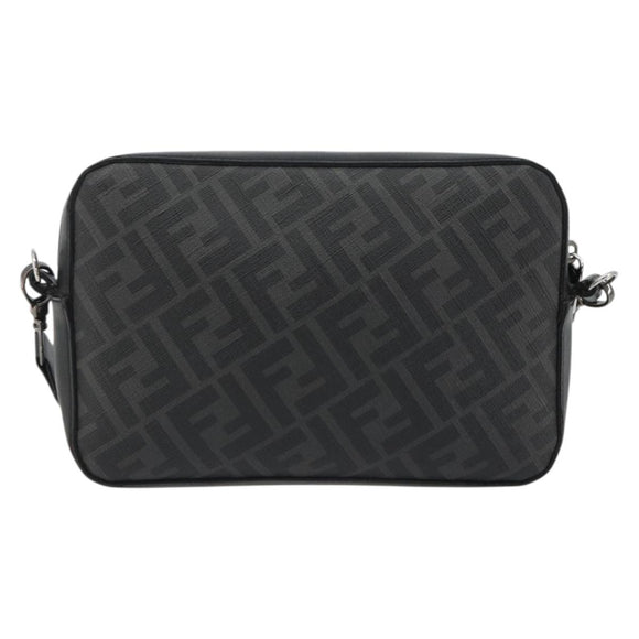 FENDI Zucca Shoulder Bag PVC Leather Black Silver 7M0286 Auth bs35750