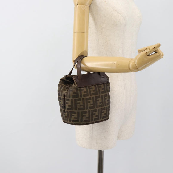 FENDI Zucca Hand Bag Black 15822 Auth bs35752