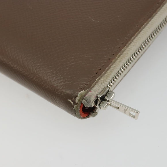 HERMES Azap Classic Long Wallet Leather Brown Auth bs35755