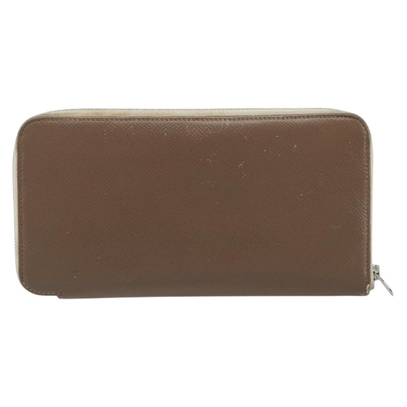 HERMES Azap Classic Long Wallet Leather Brown Auth bs35755