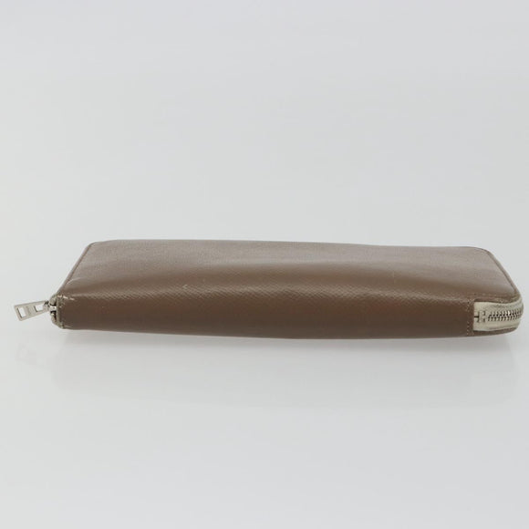 HERMES Azap Classic Long Wallet Leather Brown Auth bs35755