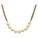 CHANEL Necklace Metal Pearl Gold White CC Auth bs35757V-1