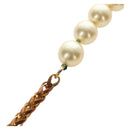 CHANEL Necklace Metal Pearl Gold White CC Auth bs35757V-10