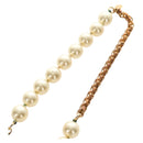 CHANEL Necklace Metal Pearl Gold White CC Auth bs35757V-11