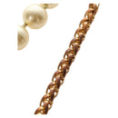 CHANEL Necklace Metal Pearl Gold White CC Auth bs35757V-13