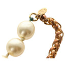 CHANEL Necklace Metal Pearl Gold White CC Auth bs35757V-14