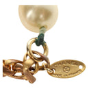 CHANEL Necklace Metal Pearl Gold White CC Auth bs35757V-15