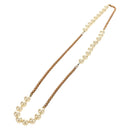 CHANEL Necklace Metal Pearl Gold White CC Auth bs35757V-2