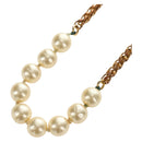 CHANEL Necklace Metal Pearl Gold White CC Auth bs35757V-3