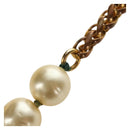 CHANEL Necklace Metal Pearl Gold White CC Auth bs35757V-4