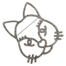 CHANEL Brooch Metal Silver CC Auth bs35760M-1