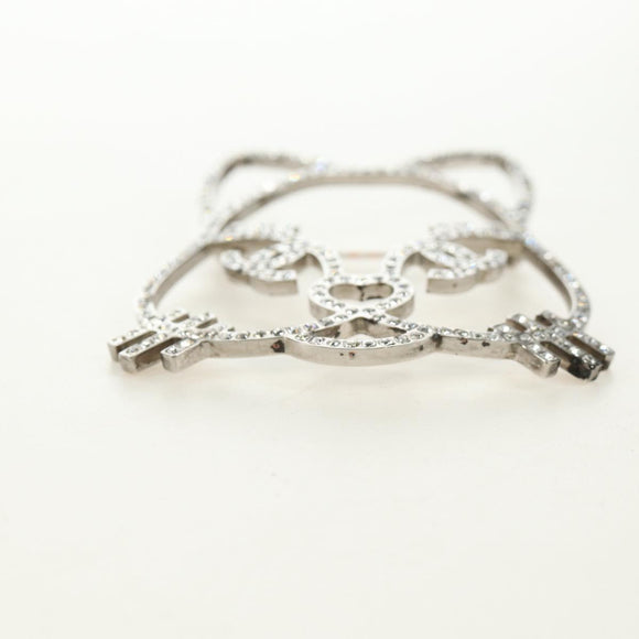 CHANEL Brooch Metal Silver CC Auth bs35760M